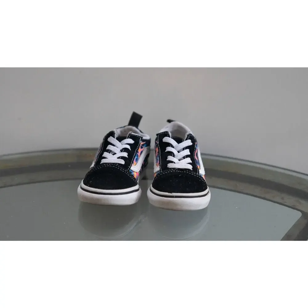 VANS Old Skool Electric Flames Shoes Youth Glow in the Dark Sneaker Toddler Sz 7